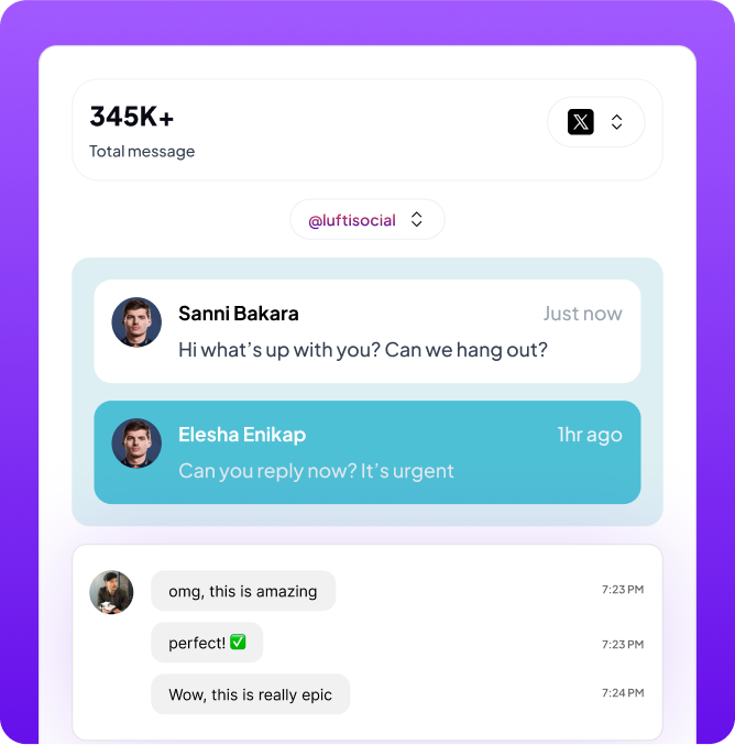 LuftSocial dashboard interface showing social media management tools